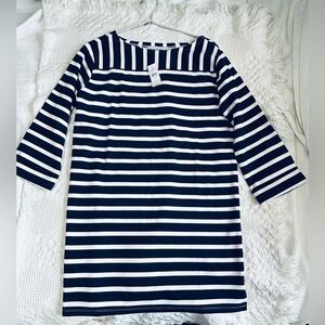 LOFT Navy and White Striped Boatneck Top